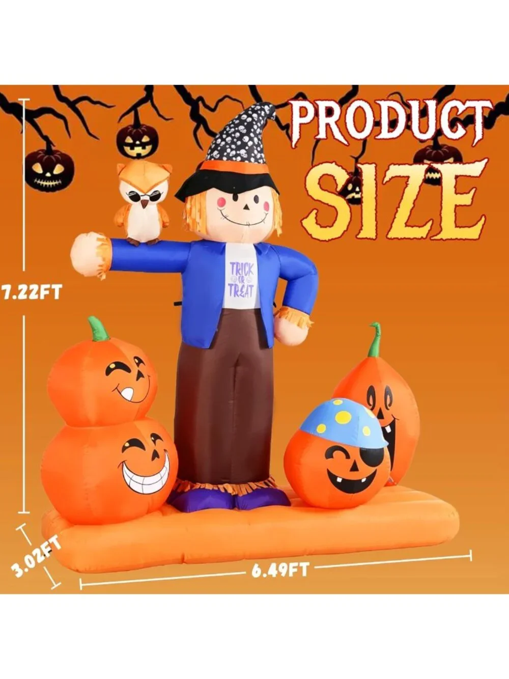 Halloween Inflatable Scarecrow & Pumpkins - Outdoor Yard Decor for Fall